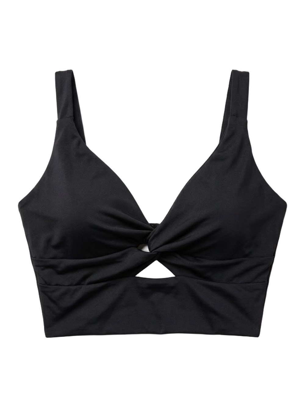 Crop Top Black Twist Front Longline Keyhole Cutout Size Medium
